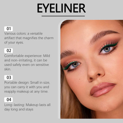 Waterproof Eyeliner Pencil Long-Lasting Smudge Proof Quick Dry Rich Color Sensitive Skin Sweatproof Safe Portable Silky Eyeliner