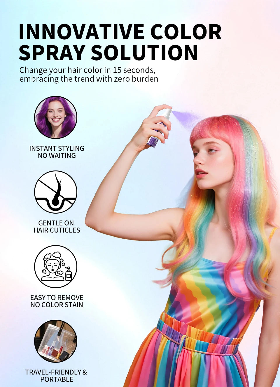 Sevich New Style Hair Color Spray One-Time Hair Color Instant Hair Salon Hair Care Styling Product For Men and Women 5 Color