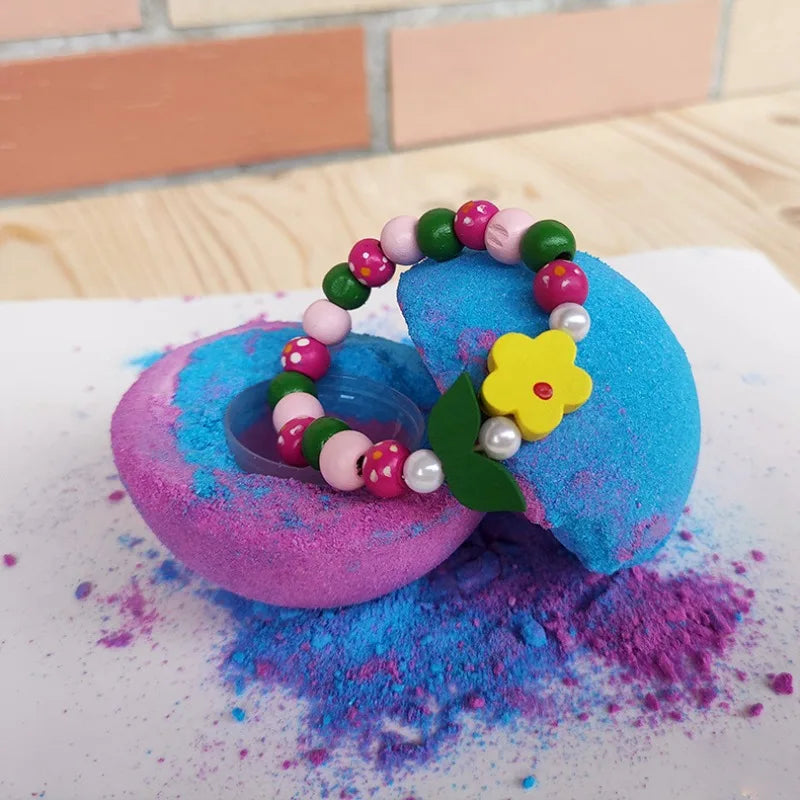 Blind Box Bracelet Bath Salts Fizzies, Surprise Toy Inside, Spa Body Soak Gift