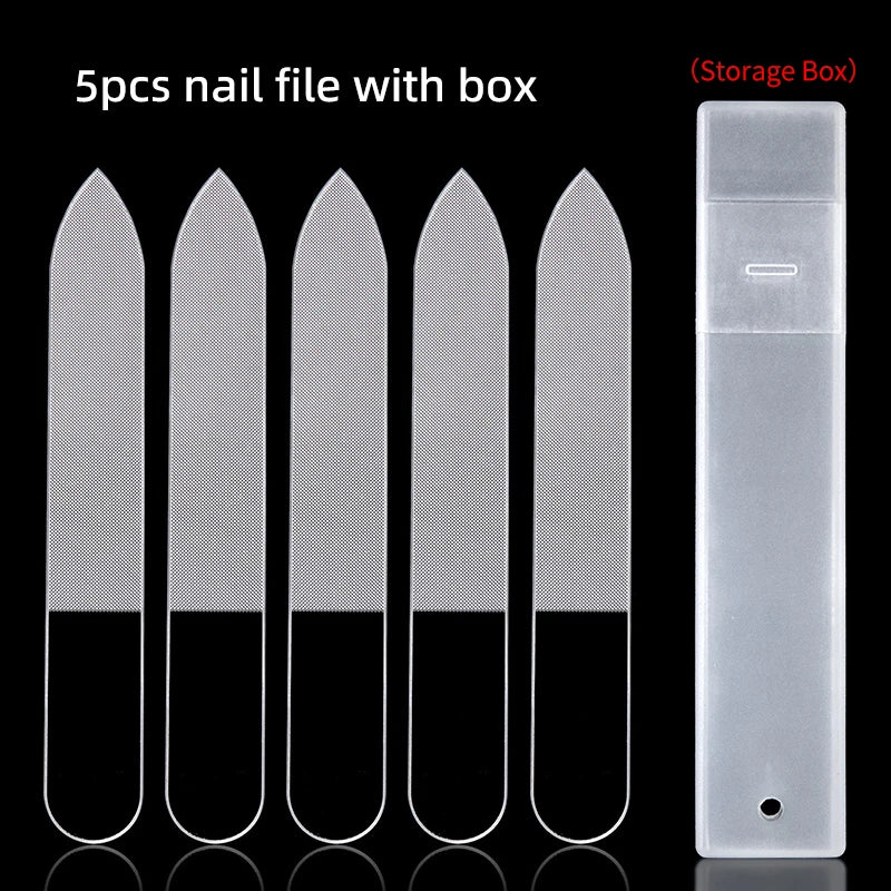 Clear Glass Nail File Buffing Grit Sanding Polishing Grinding Manicure Nail Art Tools Set Professional Glass Nano Nail Saw