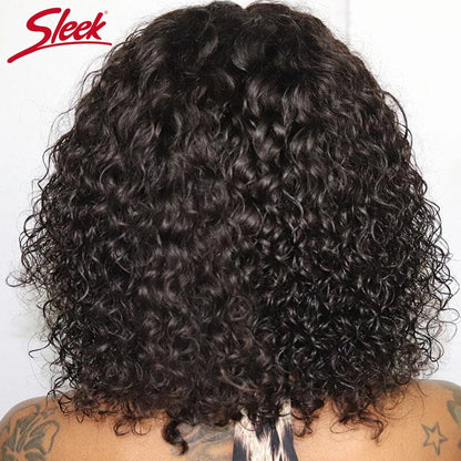 Brazilian Jerry Curly Short Bob Human Hair Wigs With Bangs Full Machine Wig Human Hair Wig Highlight Water Wave Wig For Women