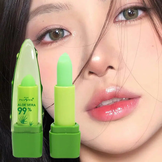 Aloe Vera Discolored Lip Balm Color-Changing Lipstick Moisturizes Waterproof Non-Sticky Lasting Tinted Gloss Nourishing Makeup