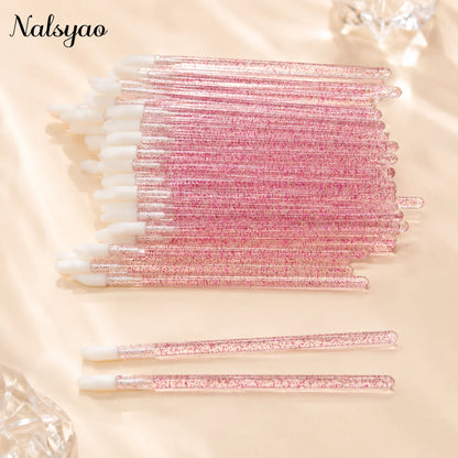 CNK 50 Pcs Disposable Lip Brush Individual Lash Removing Cleaning Mascara Applicator Makeup Brushes For Eyelash Extension Tools