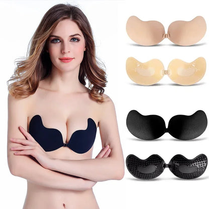 Sexy Women's Bra Invisible Push Up Bra Self-Adhesive Silicone Seamless Front Closure Sticky Backless Strapless Bra