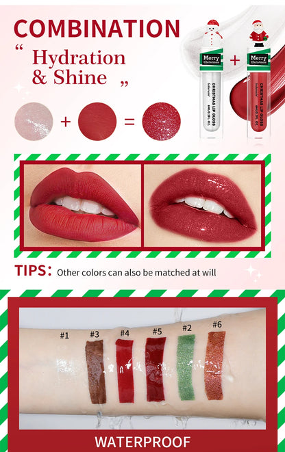 Christmas Colorful Lip Gloss Set Lip Stain Lipstick Woman Make Up Long Lasting Lipsticks Shiny Lip Gloss Pack Set Cosmetics Make