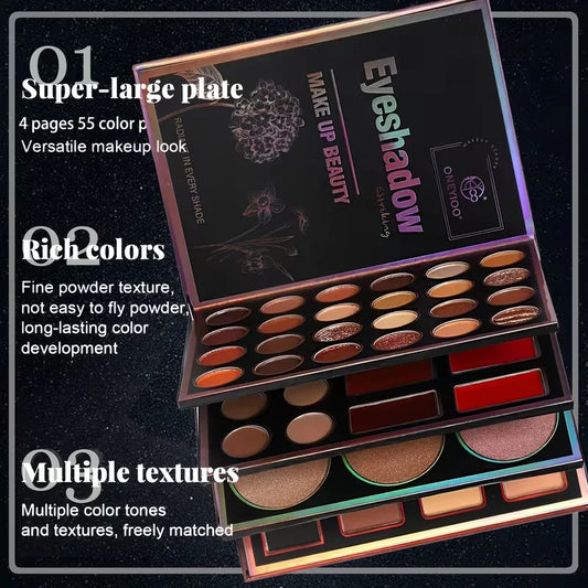 All-in-One Professional Makeup Kit Eyeshadow Palette with Highlighter Contour Powder Matte Shimmer Cosmetic Set for Daily Makeup