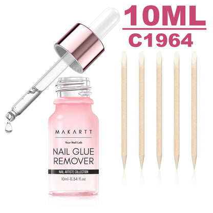 Makartt Super Strong Nail Glue and Glue Remover ,Quick Glue Debonder | Easy Removal with a Dropper Applicator For Press On Nails