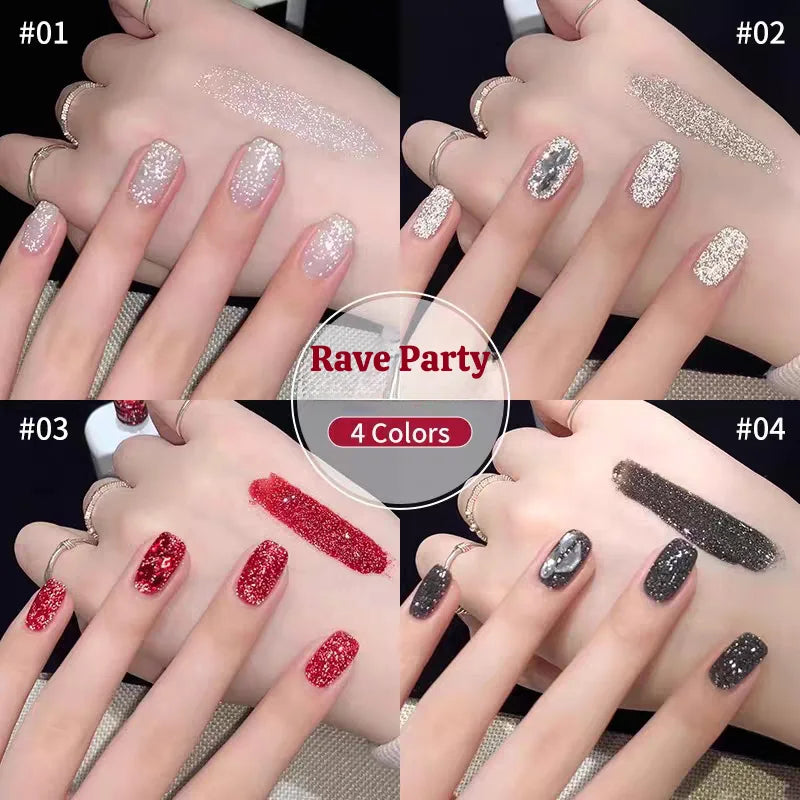 ZH 1-4Pcs 12ML Pink Blue White Green Color Series Ladybug Glitter Gel Nail Polish, Popular Yun Brocade Diamond Gel Polish