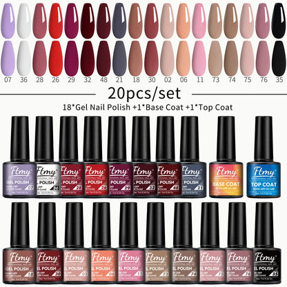 20pcs 7ml Gel Nail Polish Set Popular ColorGel Polish Soak Off UV LED Semi-PemmanentNail Gel Polish Manicure Varnish Dly Starter