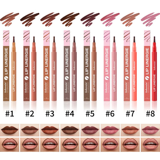 Lakerain Lip Liner Waterproof No Transfer & Smudges Long Lasting Lip Liner Flexible Ballpoint Felt Tip 8 Color Lips Makeup