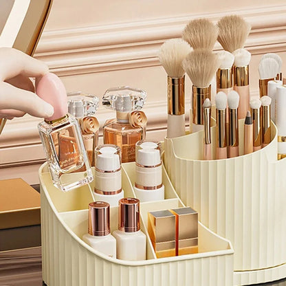 360° Rotatable Cosmetic Organizer Lipstick Makeup Brush Holder Desktop Cosmetic Display Cabinet for Dresser Living Room