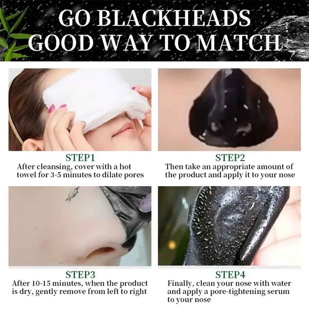 Bamboo Charcoal Fiber Mask Blackhead Removal Deep Mask Deep Cleansing Cleansing Exfoliating Mask Treatment Black Mask