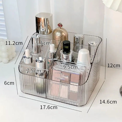 Transparent Makeup Organizer New 3/4-Slot Lightweight Vanity Case Washable Plastic Versatile Storage Box