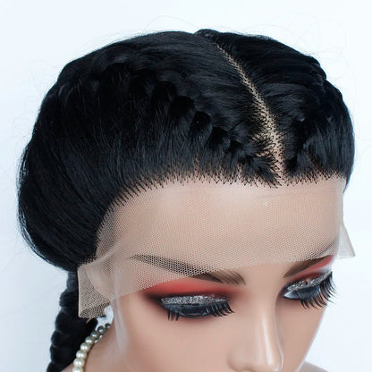Double Dutch Braids Synthetic Cornrow Braided Wigs Braided Lace Front Wig for Black Women