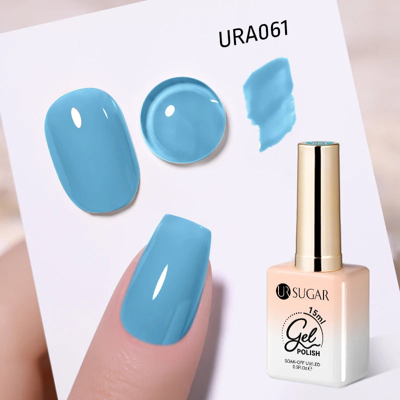 UR SUGAR 15ml Gel Nail Polish Neon Blue Red Green Pastal Nude UV/LED Soak Off No Wipe Nail Gel Polish Suitable For Summer Autumn