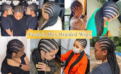 Ombre Silber Grey Full Lace 11 Braids Braided Wig With Baby Hair Box Braiding Wig African Long Synthetic Hair Knotless Wig