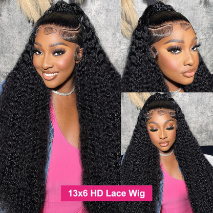 250% Loose Deep Wave 13x6 HD Lace Frontal Wig Brazilian 30 34 Inch Transparent 13x4 Curly Lace Frontal Human Hair Wigs For Women