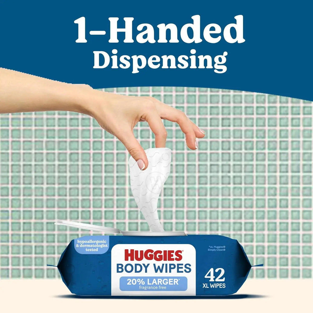 Extra Large Unscented Wipes, 42 Count Flip-Top Pack for Whole-Body Clean