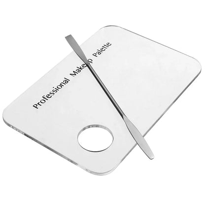Acrylic Transparent Makeup Palette  Watercolor Oil Painting Mixer with Stainless Spatula Cosmetics Tools