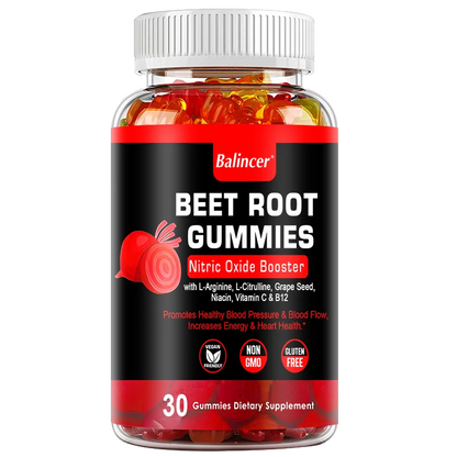Potent Beetroot Gummies - Supports Blood Pressure and Circulation, Maintains Heart Health, Dietary Supplement, Boosts Immunity