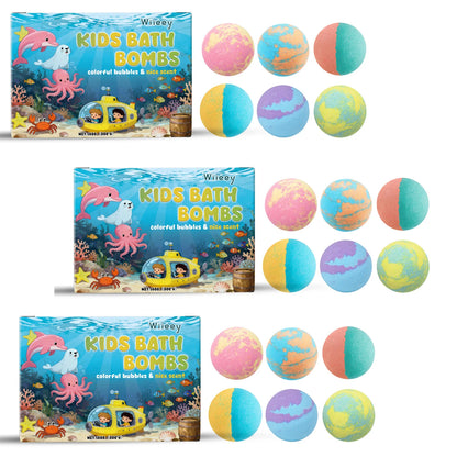 Wiieey Bath Balls for Kids Gentle Skin Cleansing Deep Hydration Calming Scent Infusion Rich Bubble Soothing Bath Bombs 180g