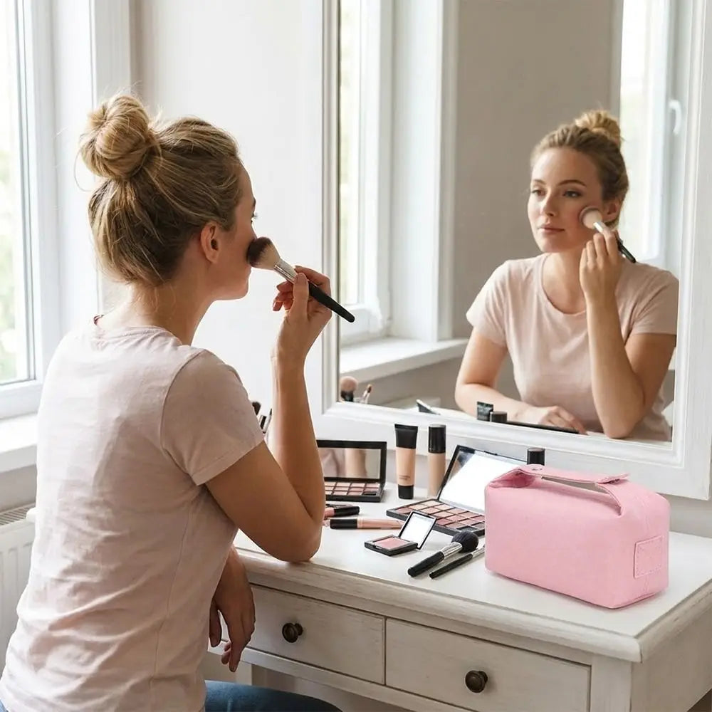 Trendy Large Capacity Cosmetic Storage Bag Portable Handheld Makeup Pouch Canvas Travel Storage Bag Cosmetic Storage
