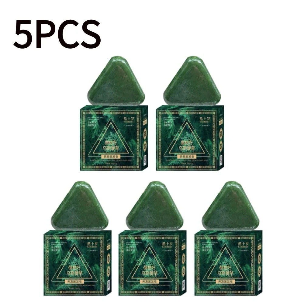 1/3/5/10PCS-120g Organic Usman Grass Herbal Solid Hair Soap Mild Formula Hair Care Multiflorum Handmade Shampoo Bar