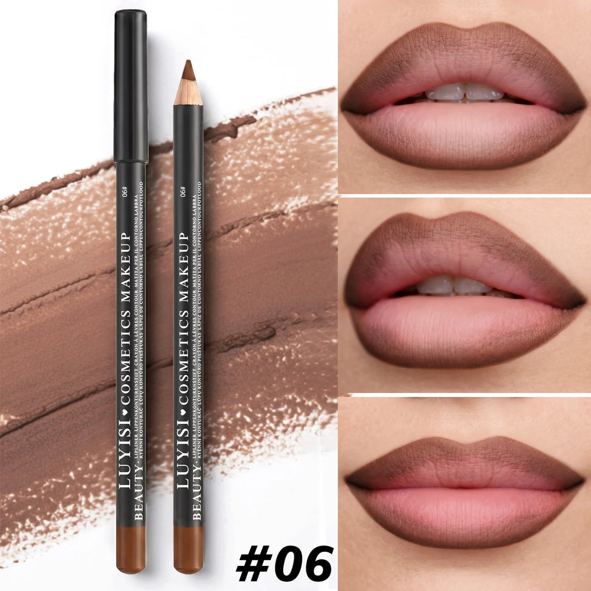 Waterproof Lip Liner,Smudge-Proof Eyeliner Lip Pencil,Highly Pigmented&Smooth Glide, Define Lip Shape,Brown Nude Shades Makeup