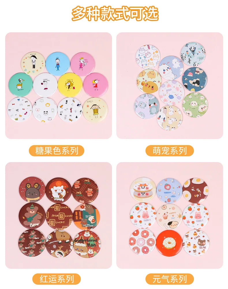 30 Pcs Cartoon Flower Cosmetic Mirror / Sweet Women Makeup Pocket Mini Portable /Nice Party Christmas Gift
