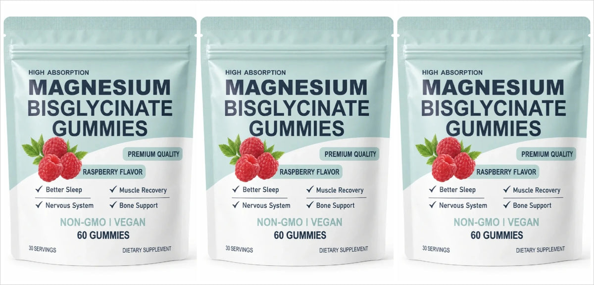 Magnesium Bisglycinate Gummies 400mg Raspberry Flavor Sugar Free Vegan Supplement Sleep Relaxation Muscle Support 60 Gummies