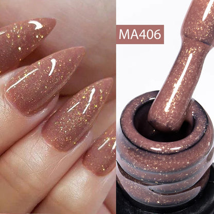 MEET ACROSS 7ml Rubber Base Gel Glitter Nude Pink White 2 In 1 Gel Nail Polish Nail Art Varnish For Nails Winter Autumn Manicure