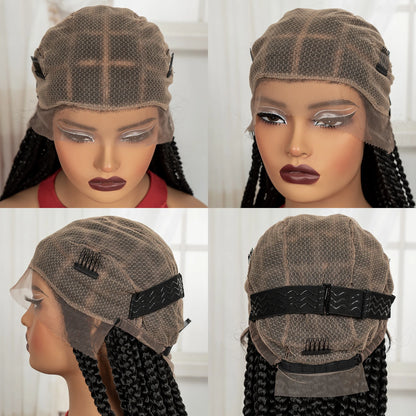 36inch Box Braided Wigs Synthetic Full Lace Braiding Hair Wigs Knotless Lace Frontal Braids Wig with Baby Hair for Black Women