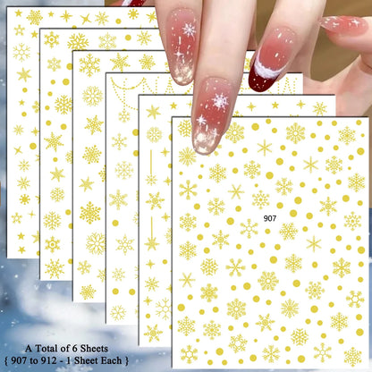 4 to 24 Sheets Xmas Snowflake Gold Silver Blue Holographic Self-Adhesive Winter Christmas Decor DIY Manicure Nail Art Stickers