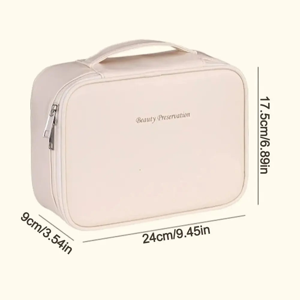 Luxury Double Layer Cosmetic Bag Zippered Waterproof Makeup Bag Large Capacity Cosmetics Organizer