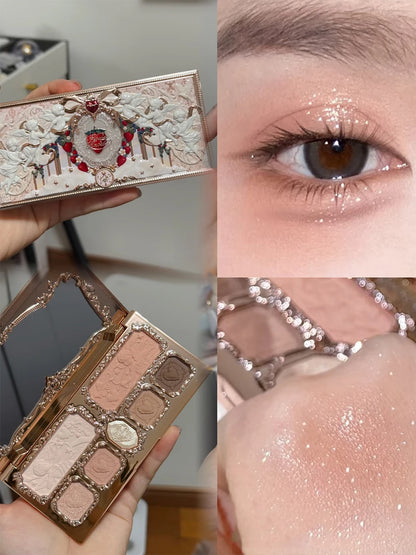 Flower Knows Chocolate Wonder-Shop 8-Color Eyeshadow Palette Matte Shimmer Waterproof Highly Pigmented Long Lasting Makeup
