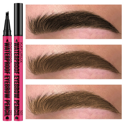 3-color Waterproof eyebrow pen, microblading eyebrow pencil with 4 split head, natural looking brows eye makeup cosmetics gifts