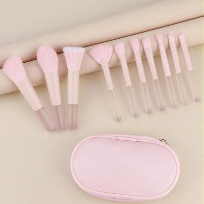 New Mini Makeup Brush Set 10PCS Eyeshadow Loose Powder Brush Travel Portable Soft Hair Makeup Tools Christmas Gift