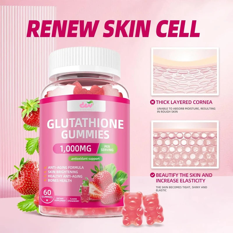 Glutathione supplement collagen gummies: containing marine collagen vitamins C, E, D, used for anti-aging and bone strengthening