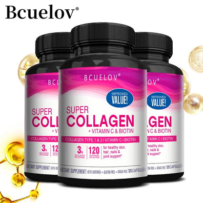 Super Collagen + Vitamin C & Biotin - Skin, Hair & Nails Supplement with Antioxidants Anti-Aging Immunity Boosting Joint Support