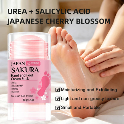 JUINHOU 60% UREA+2% SALICYLIC ACID CHERRY BLOSSOM HAND AND FOOT CREAM STICK Deep Hydration Moisturize Dry Skin Protect Your Heel
