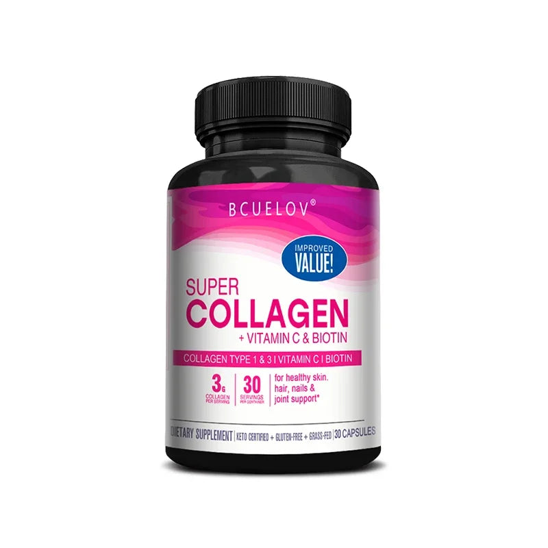 Super Collagen + Vitamin C & Biotin - Skin, Hair & Nails Supplement with Antioxidants Anti-Aging Immunity Boosting Joint Support