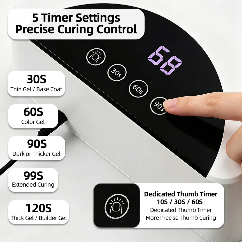 Dual‑Mode UV LED Nail Lamp Fast Drying Gel Nail Dryer Magnetic Mirror Base Auto Sensor for Gel Nails