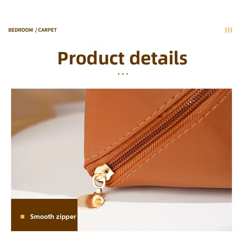 Women Travel Makeup Bag PU Cosmetic Organizer Large Capacity Toiletry Bag Wide Opening Portable Wash Bag