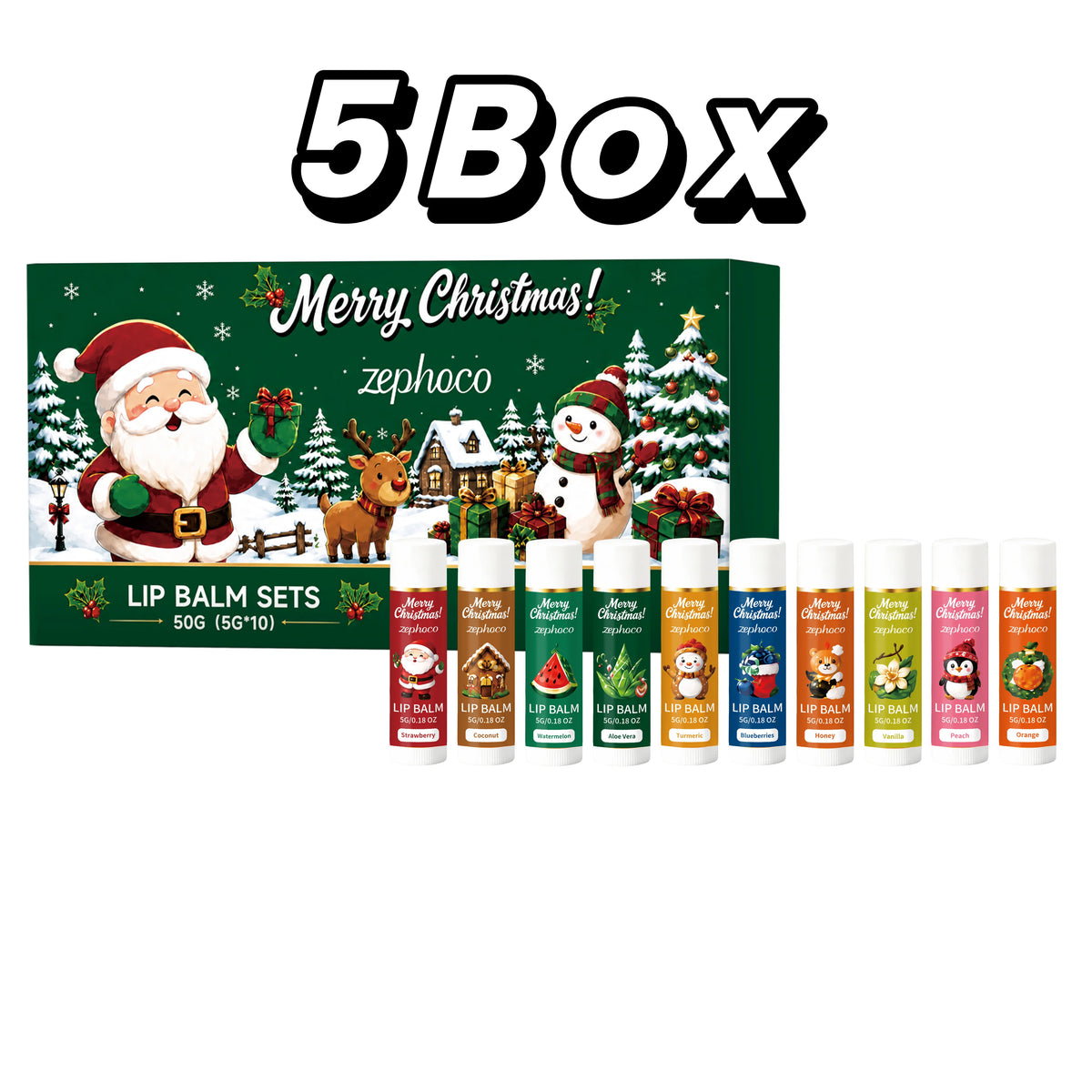 Christmas Lip Balm Set Moisturizing Multi-Flavor Long-Lasting Fruity Lip Care for Dry Cracked Lips Holiday Gift Stocking Stuffer