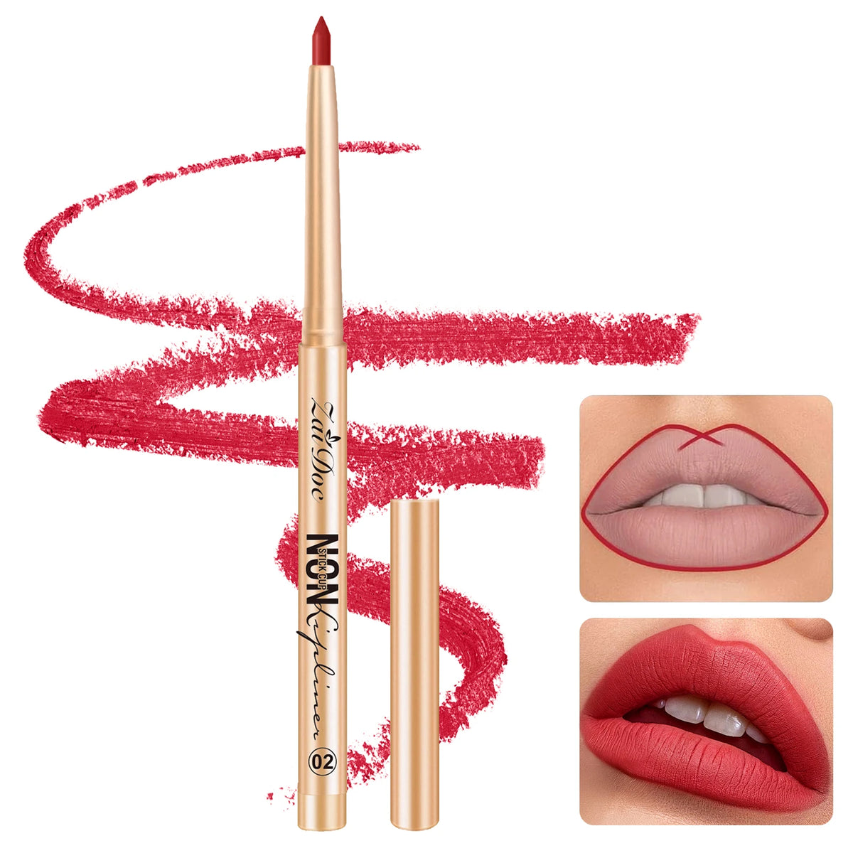 ZaiDoc 3 Colors Lip Liner Pencil Set Long Lasting Waterproof Smudge Proof Smooth Lip Pencil Natural Finish Daily Makeup