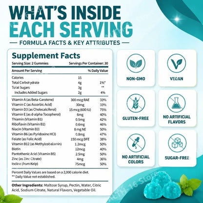 DHOP Kids Multivitamin Gummies Vitamin D3 C Zinc B Vitamins Immune Support Daily Wellness Nutrition Fruit Flavor 60 Gummies