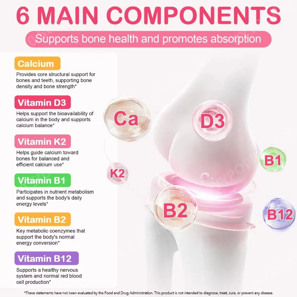 Calcium 1200mg D3 K2 B12 Softgels for Bone Strength, Teeth, Muscle, Heart & Immune Health, Gluten Free & Non-GMO, 120 Softgels