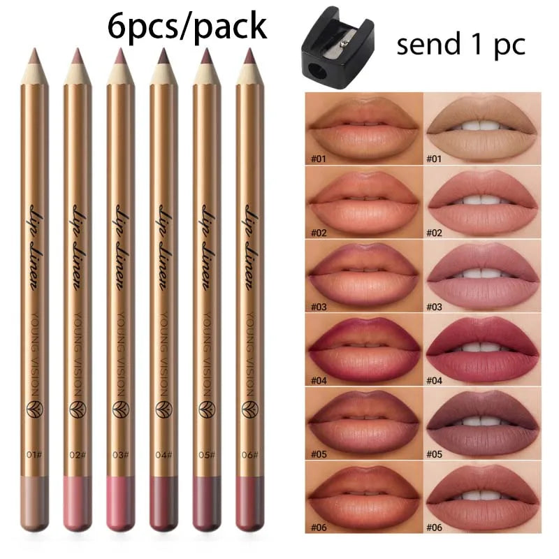 Waterproof Matte Lip Liner and Lipstick Pen Set Long-Lasting Non-Fading Smudge-Proof   Lip Pencil for Precise Application