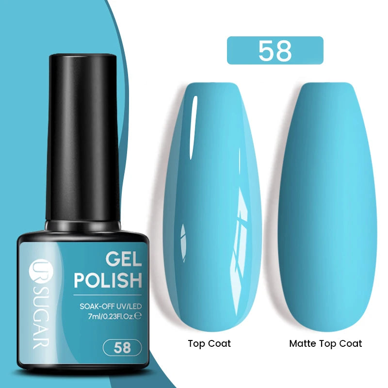 UR SUGAR 7.5ML Blue Black Red Glitter Sequin Color Gel Nail Polish Semi-permanent Varnish For Nail Art Manicure Soak Off UV Gel