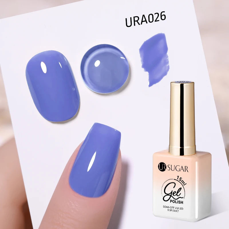 UR SUGAR 15ml Gel Nail Polish Neon Blue Red Green Pastal Nude UV/LED Soak Off No Wipe Nail Gel Polish Suitable For Summer Autumn